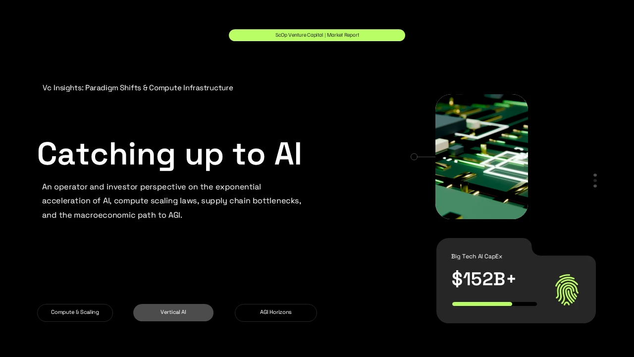 Cover slide titled Catching up to AI with an isometric computing illustration and key topic labels