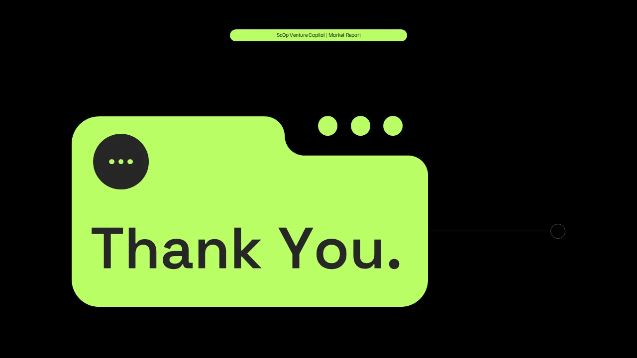 Closing thank-you slide with a lime panel and minimal interface details