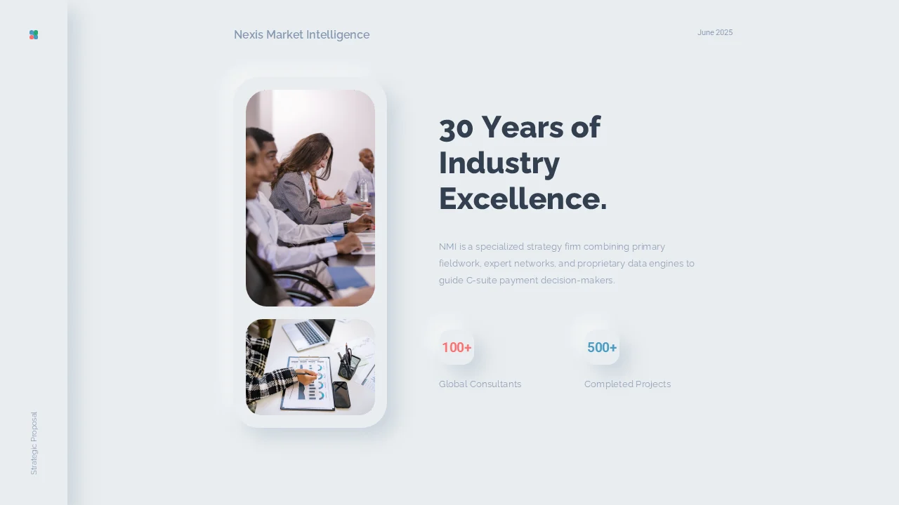 Slide highlighting industry experience with consulting and project figures