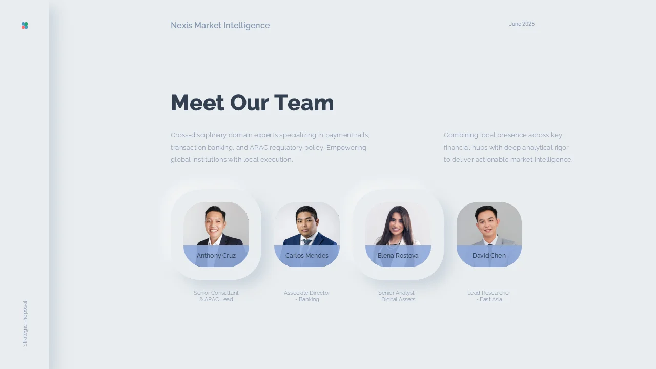 Slide introducing four specialists on the project team