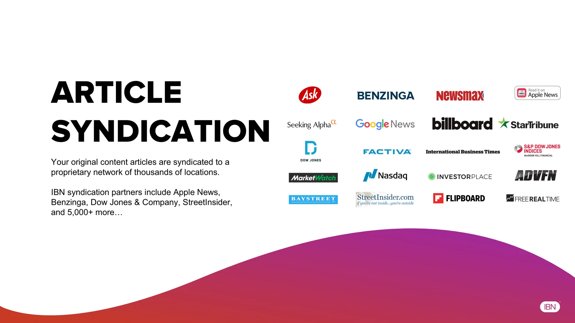 Article syndication distribution presentation slide