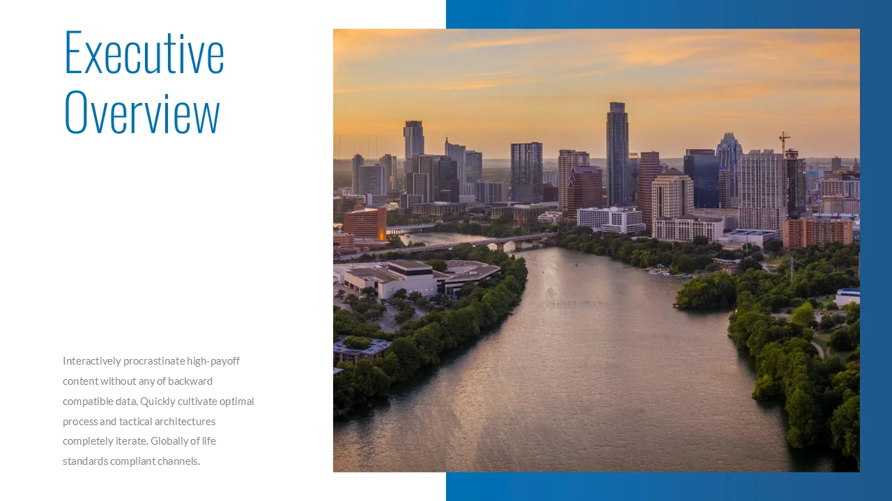 Original source slide with an executive overview, supporting paragraph, and Austin skyline photograph