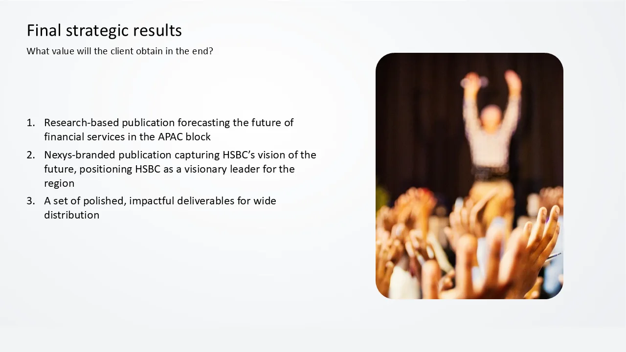 Source presentation slide listing strategic results beside a supporting image